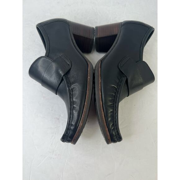 Timberland Everleigh Black Leather Chunky Heel Slip On Loafer Comfort Shoes 7M - Picture 5 of 11